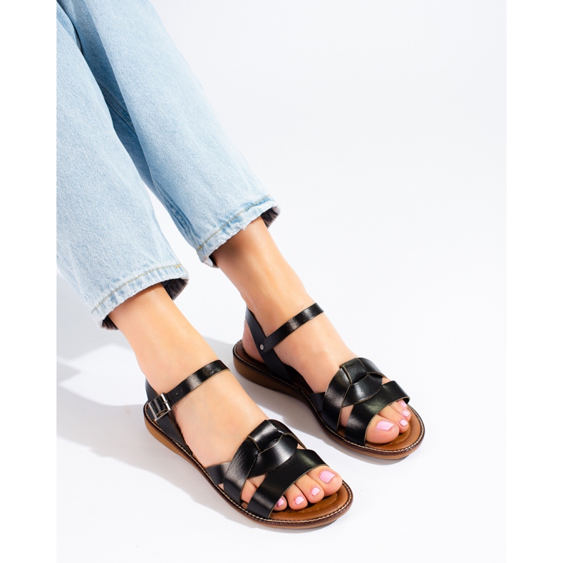 W. Potocki Sandalias mujer piel Potocki negro 1