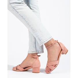 Sandalias tacón bajo Shelovet ante rosa rosado 3