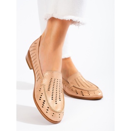 SHELOVET Zapatos mujer calados dorados Potocki beige 1