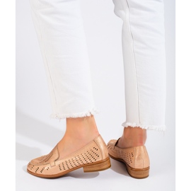 SHELOVET Zapatos mujer calados dorados Potocki beige 2