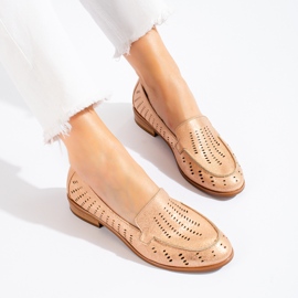 SHELOVET Zapatos mujer calados dorados Potocki beige 3