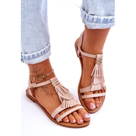 FRJ Sandalias Mujer Ante Plano Boho Beige Lucami 5