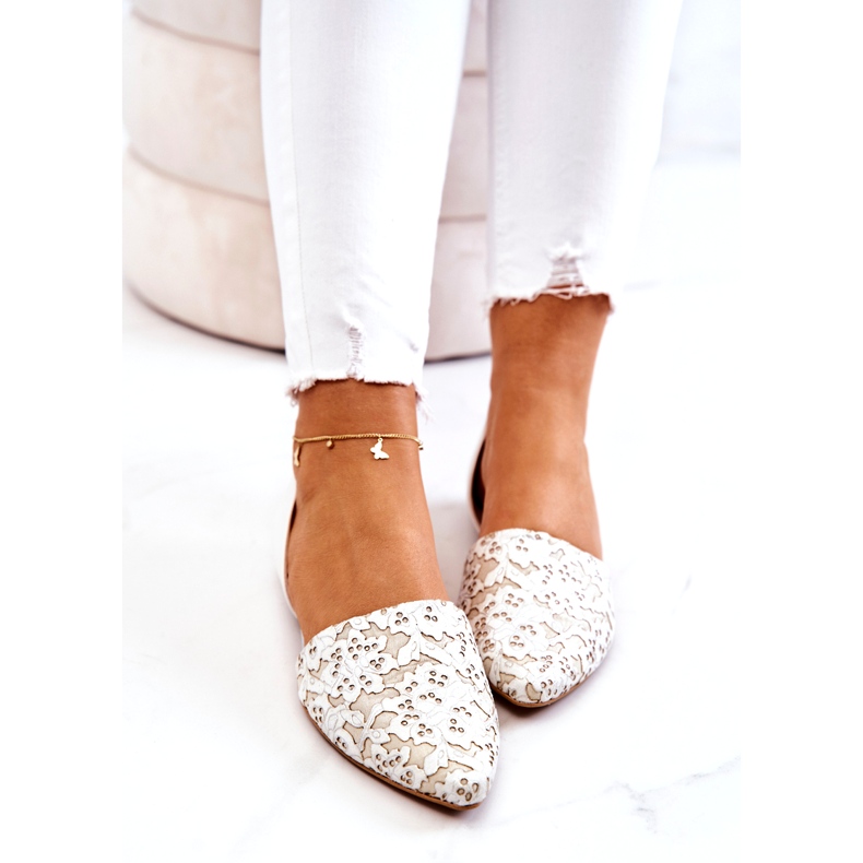 Bailarinas Elegantes de Piel Laura Messi 1110 Beige 4