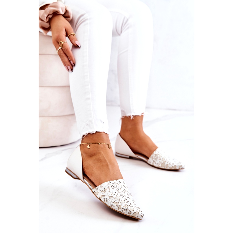 Bailarinas Elegantes de Piel Laura Messi 1110 Beige 3