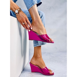 BM Chanclas Cuña Transparente Rocks Fucsia rosado 3