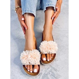 Pantuflas Flor Beige Sur 3