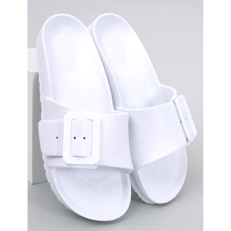 BM Chanclas de goma con hebilla Romero White blanco 1