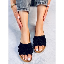 BM Pantuflas de corcho con flores negras Fowley negro 4