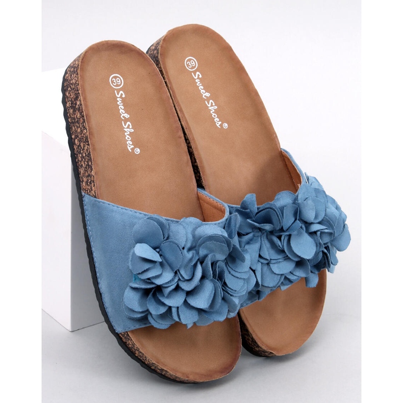 BM Zapatillas casa de corcho con flores Fowley Azul 1