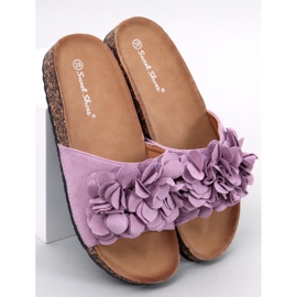 BM Zapatillas casa de corcho con flores Fowley Purple violeta 1
