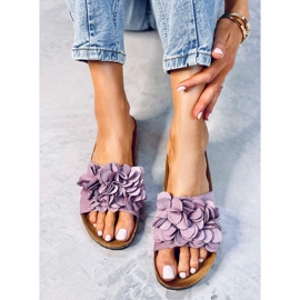 BM Zapatillas casa de corcho con flores Fowley Purple violeta 3