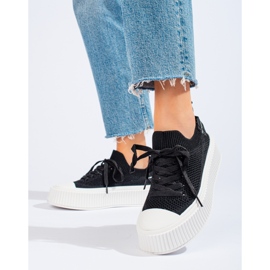 Zapatillas con plataforma caladas negras de Shelovet negro 2