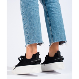 Zapatillas con plataforma caladas negras de Shelovet negro 3