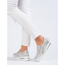 Deportivas de piel con plataforma de Shelovet plata 2