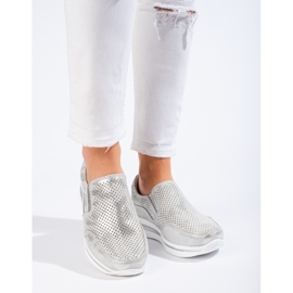 Deportivas de piel con plataforma de Shelovet plata 3