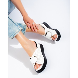 Sandalias cuña Shelovet blancas blanco 2