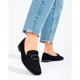 Mocasines de mujer en ante negro de Shelovet 3