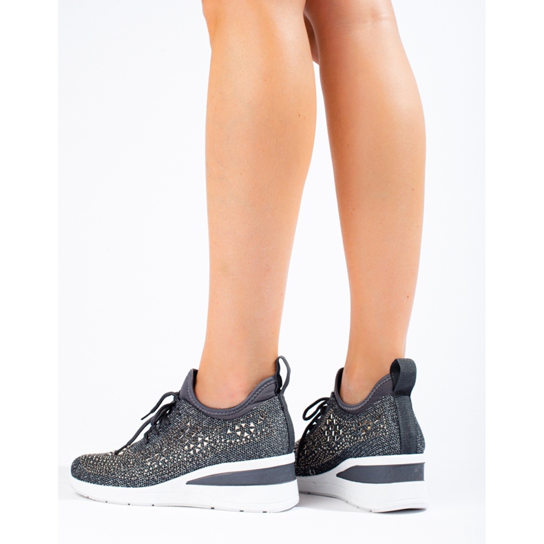 Deportivas cuña Shelovet textil negro gris 2