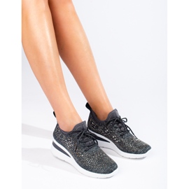 Deportivas cuña Shelovet textil negro gris 3