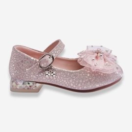 PA1 Bailarinas Infantiles Lazo Velcro Plata-Rosa Nicola 1