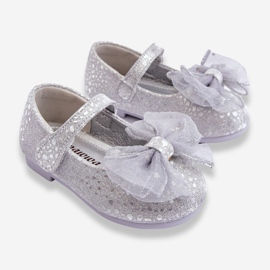 Bailarinas Infantiles Con Lazo Y Velcro Glitter Elisa Gris Plata 2 Bailarinas Infantiles Con Lazo Y Velcro Glitter Elisa Gris Plata 2