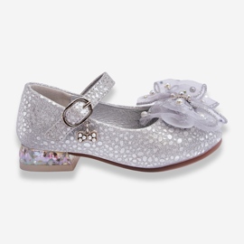 PA1 Bailarinas Infantiles Lazo Velcro Plata-Gris Nicola 1