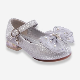 PA1 Bailarinas Infantiles Lazo Velcro Plata-Gris Nicola 3