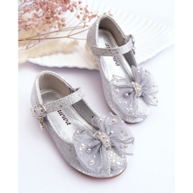 PA1 Bailarinas Infantiles Lazo Velcro Plata-Gris Nicola 5