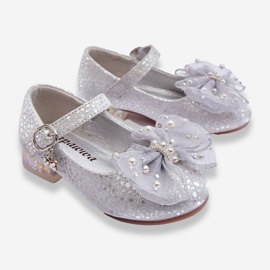 PA1 Bailarinas Infantiles Lazo Velcro Plata-Gris Nicola 2