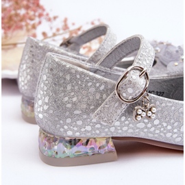 PA1 Bailarinas Infantiles Lazo Velcro Plata-Gris Nicola 6