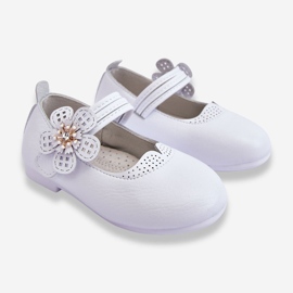 Bailarinas Infantiles De Piel Con Flor Blanco Cobi 2
