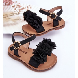 Sandalias de moda para niños con flores de poliéster negro. 5