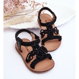 Sandalias Infantiles Sin Cordones Trenzadas Tracy Negras negro 4