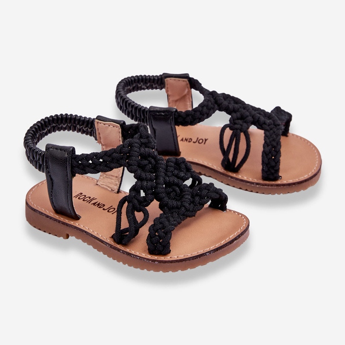 Sandalias Infantiles Sin Cordones Trenzadas Tracy Negras negro 2