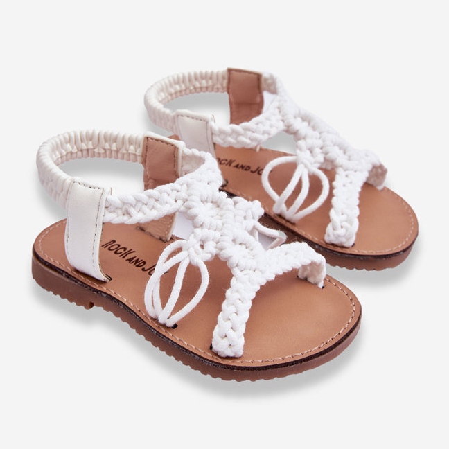 Sandalias Infantiles Trenzadas Sin Cordones Blanco Tracy 2