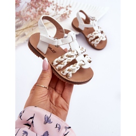Sandalias Infantiles Velcro Con Rayas Blanco Sammy 4