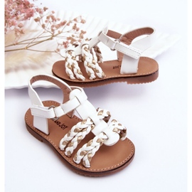 Sandalias Infantiles Velcro Con Rayas Blanco Sammy 5