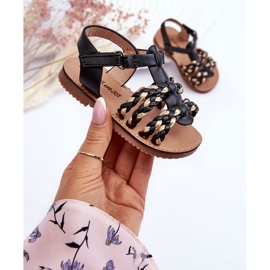 Sandalias Infantiles Velcro Con Rayas Negro Sammy 3