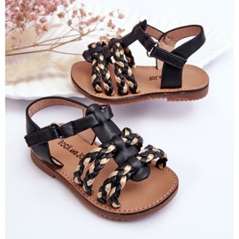 Sandalias Infantiles Velcro Con Rayas Negro Sammy 4