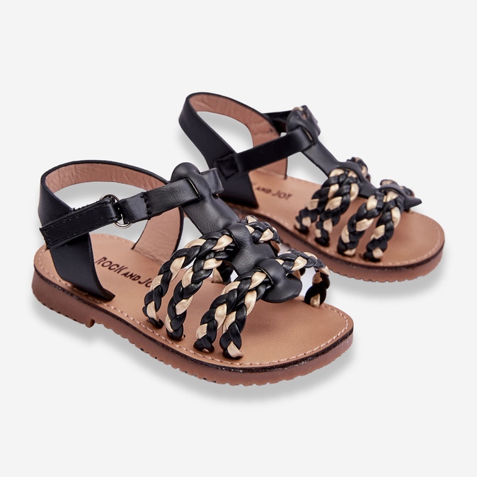 Sandalias Infantiles Velcro Con Rayas Negro Sammy 2