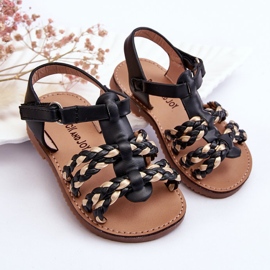 Sandalias Infantiles Velcro Con Rayas Negro Sammy 5
