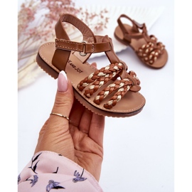 Sandalias Infantiles Con Tiras Velcro Marrón Sammy 3