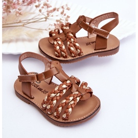 Sandalias Infantiles Con Tiras Velcro Marrón Sammy 4