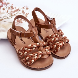 Sandalias Infantiles Con Tiras Velcro Marrón Sammy 5
