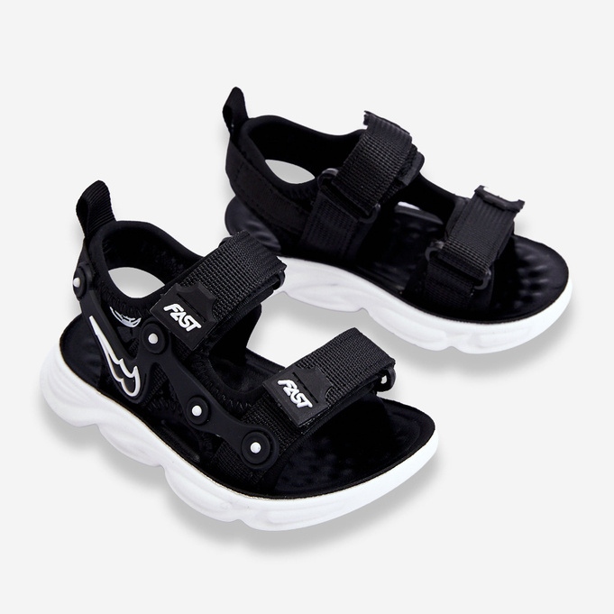Tobias Niño Sandalias Velcro Blanco Y Negro 2
