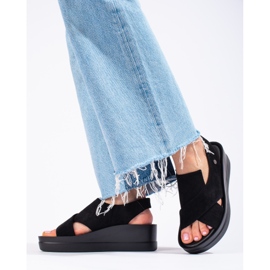 Sandalias cuña mujer Shelovet negras negro 1