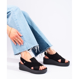 Sandalias cuña mujer Shelovet negras negro 2