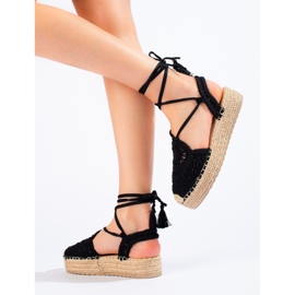 Alpargatas negras con plataforma de Shelovet boho negro 2