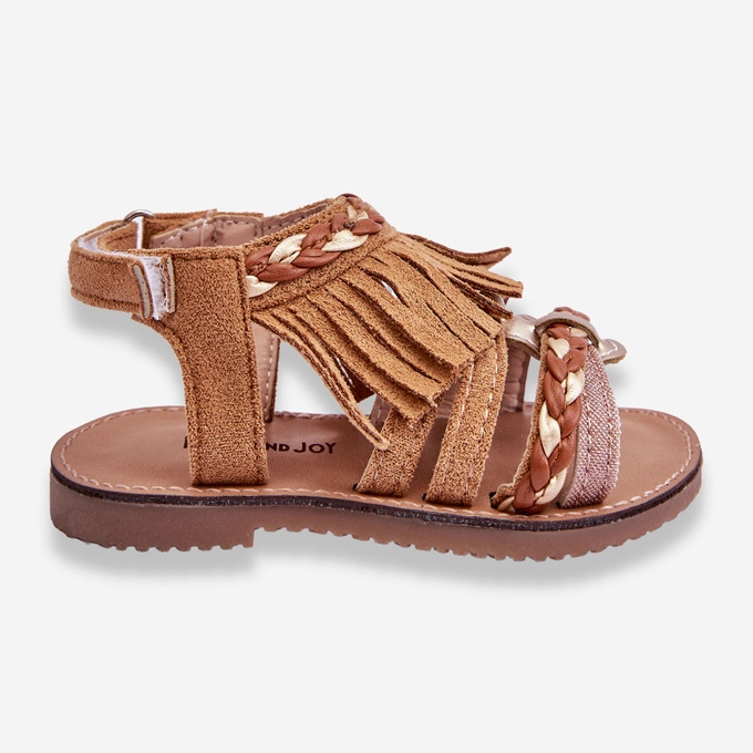 Sandalias Infantiles Velcros Con Borlas Marrón Missy 1