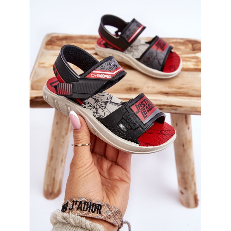 Sandalias Infantiles Grendene Kids JJ385011 Negro y Rojo 1